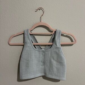 Aerie Gray Waffle Knit Cropped Tank Top with Razorback